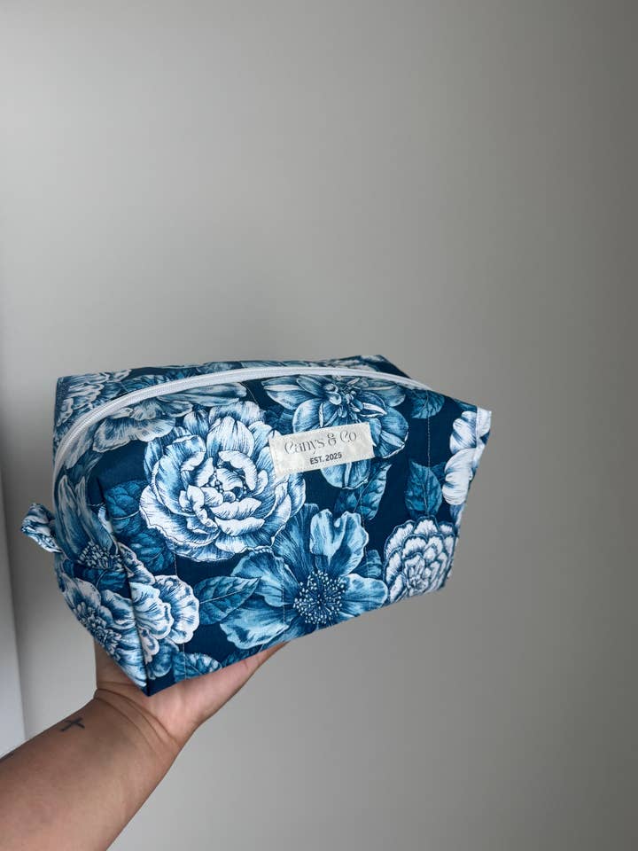Blue peony Makeup bag (L) for wholesale by Canys & Co