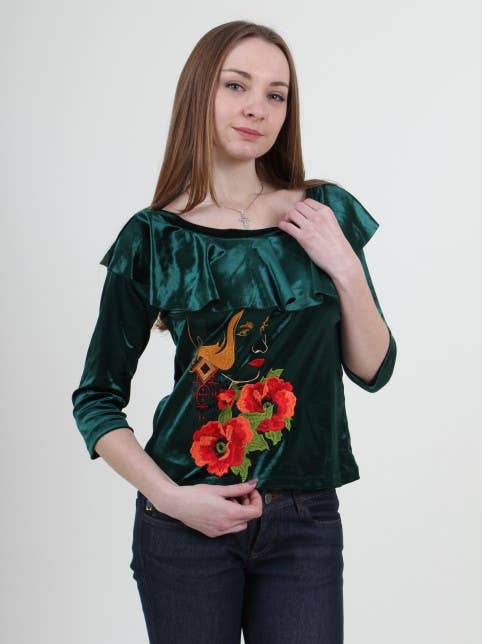 Blusa Valentina Bordada Verde por atacado de Galychanka