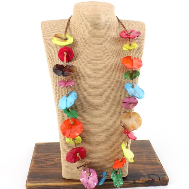 N24177 Collana con petali/forme multicolore con filo per la vendita all'ingrosso da parte di Pretty Persuasions