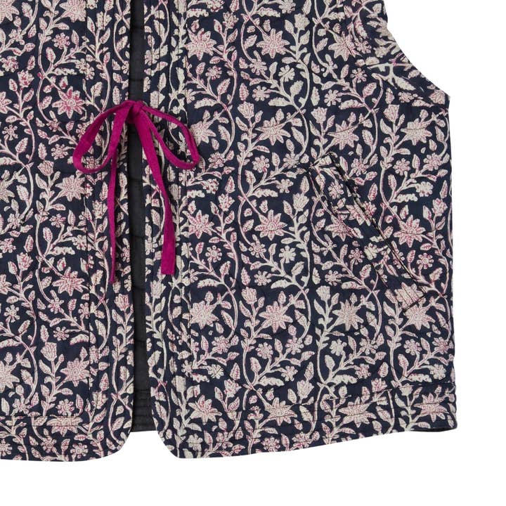 Bonheur du Jour - Wholesale Outerwear Vest - Women’s - Cherry Women's Sleeveless Jacket - Indigo1