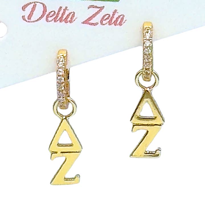 E208 - DZ - Delta Zeta Greek Letter Earrings for wholesale by Color Shout