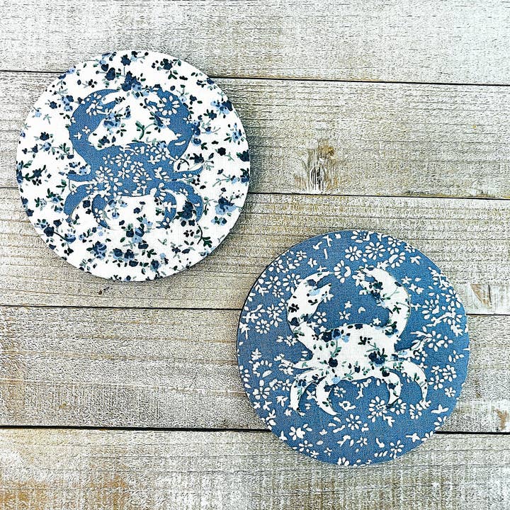 Plaid Spirit - Wholesale Decorative tabletop object - Seaside coasters; set of 2; assorted designs & colors10