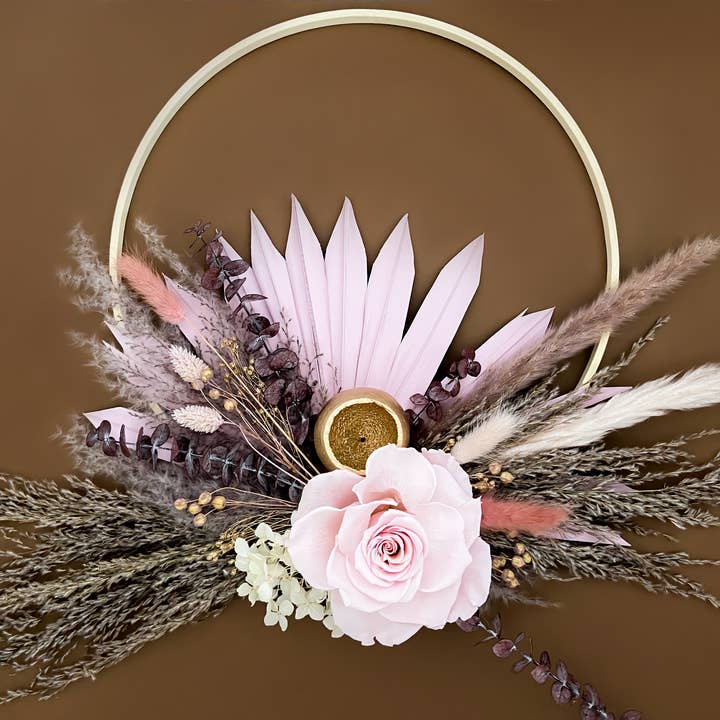 OLF - Wholesale Wreath - Pink Dried Flowers Wreath1