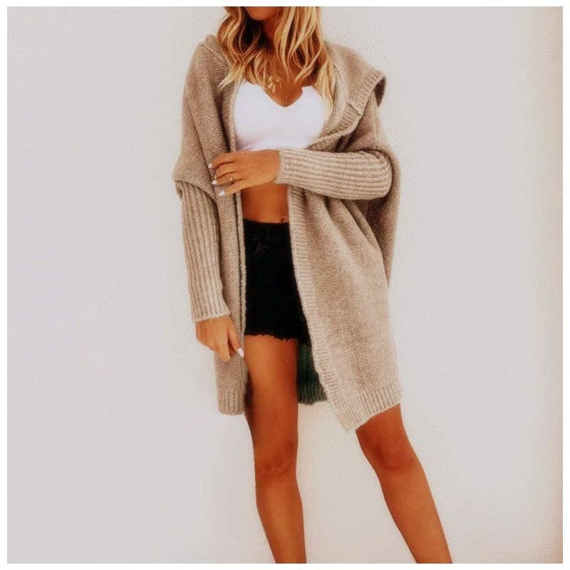 Caribtrolly - Wholesale Hoodie - Women's - Solid Color Loose Knit Hoodie Sweater8