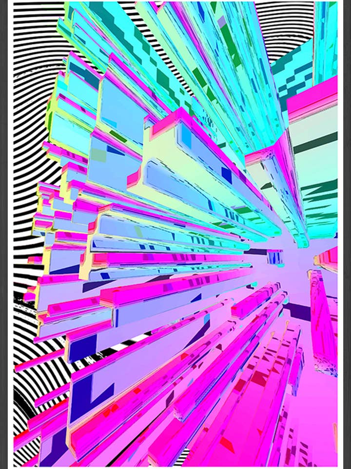 Bølget Crystal Glitch kunsttryk for engroshandel hos The Underdog Print Shop