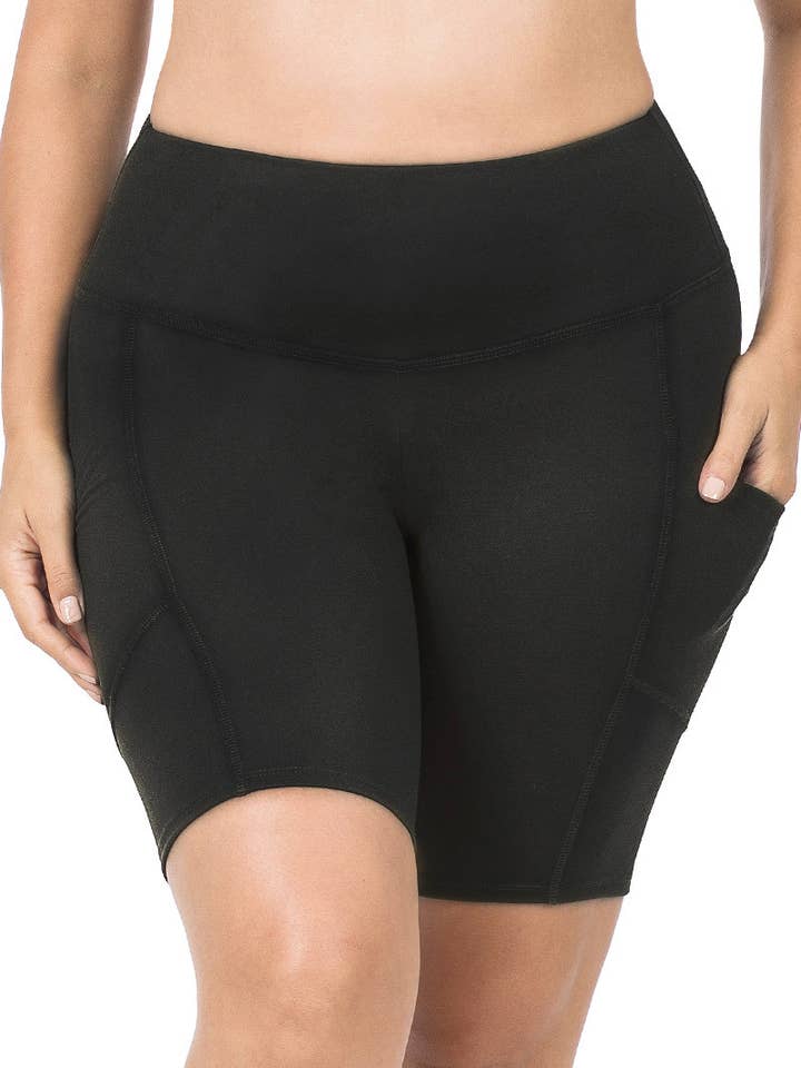 ._ WIDE WAISTBAND BIKER SHORTS as shown for wholesale by 42POPS