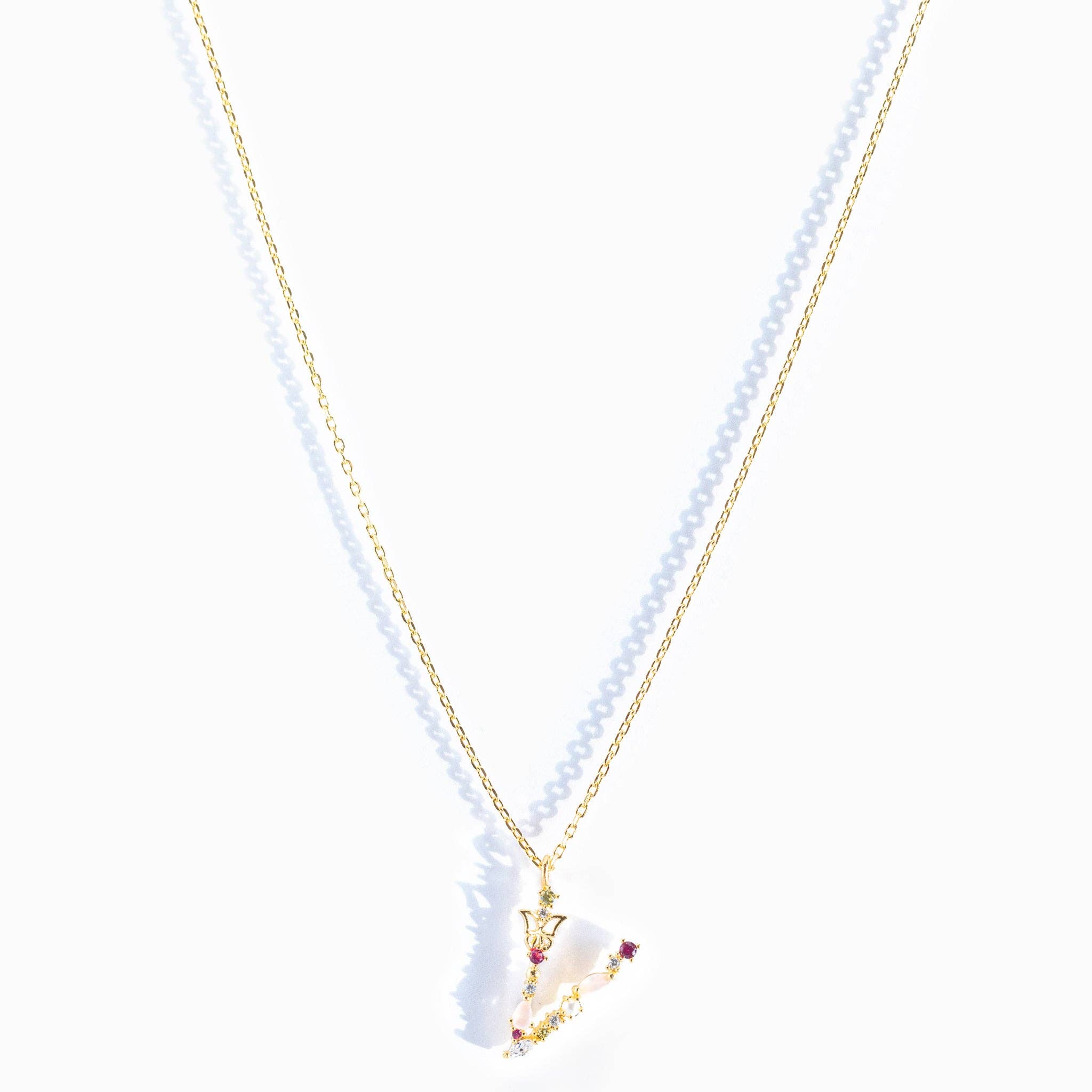 Girls Crew – wholesale Pendant/charm necklace – Flutterfly Stone Initial Necklace47