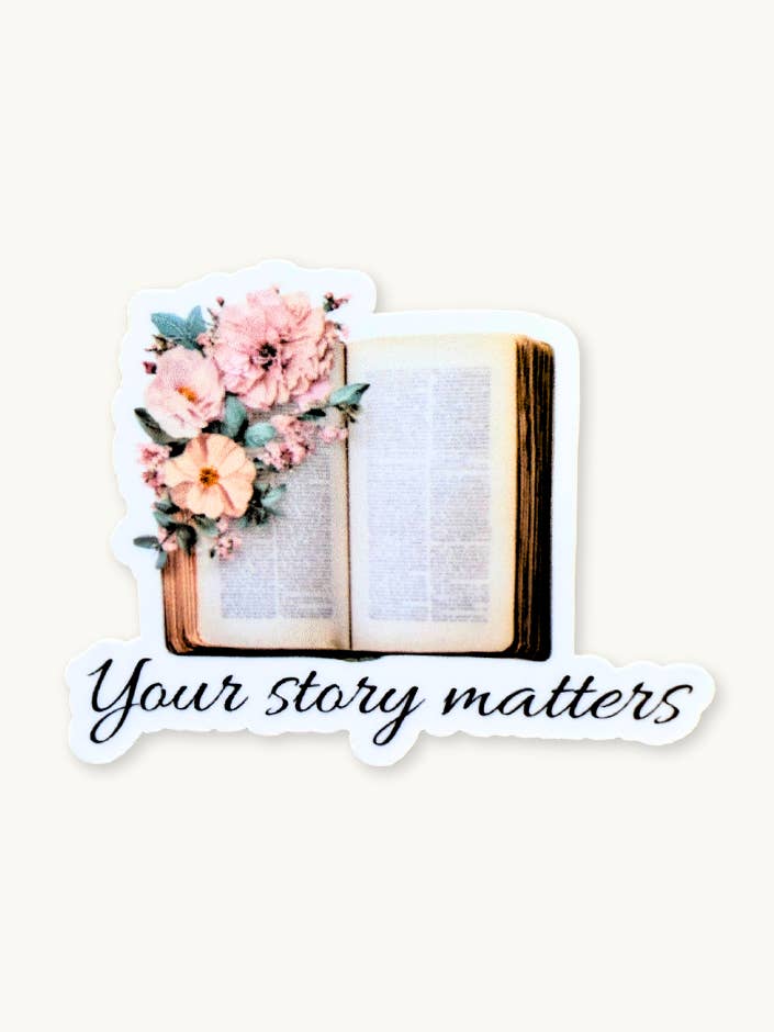 Tu Historia Importa Pegatina de Vinilo – Libro Motivacional & Flores para venta al por mayor de The sticker era