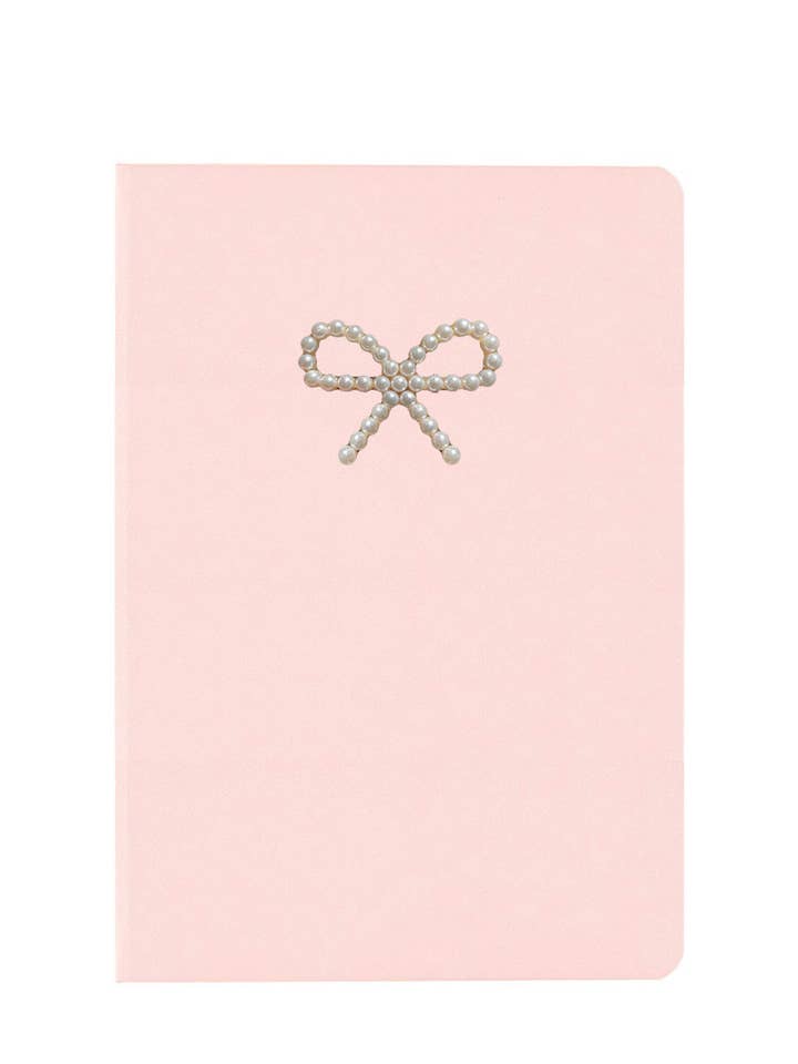 JOURNAL ROSE AVEC NŒUD EN PERLES pour la vente par With Love Shop