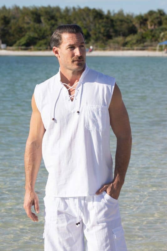 Cotton Natural - Wholesale T-Shirt - Men's - Mykonos Sleeveless Shirt