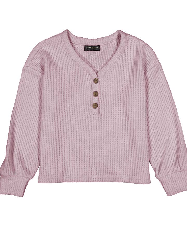 GIRLS L/S SUPER SOFT THERMAL KNIT HENLEY for wholesale by Silver Jeans