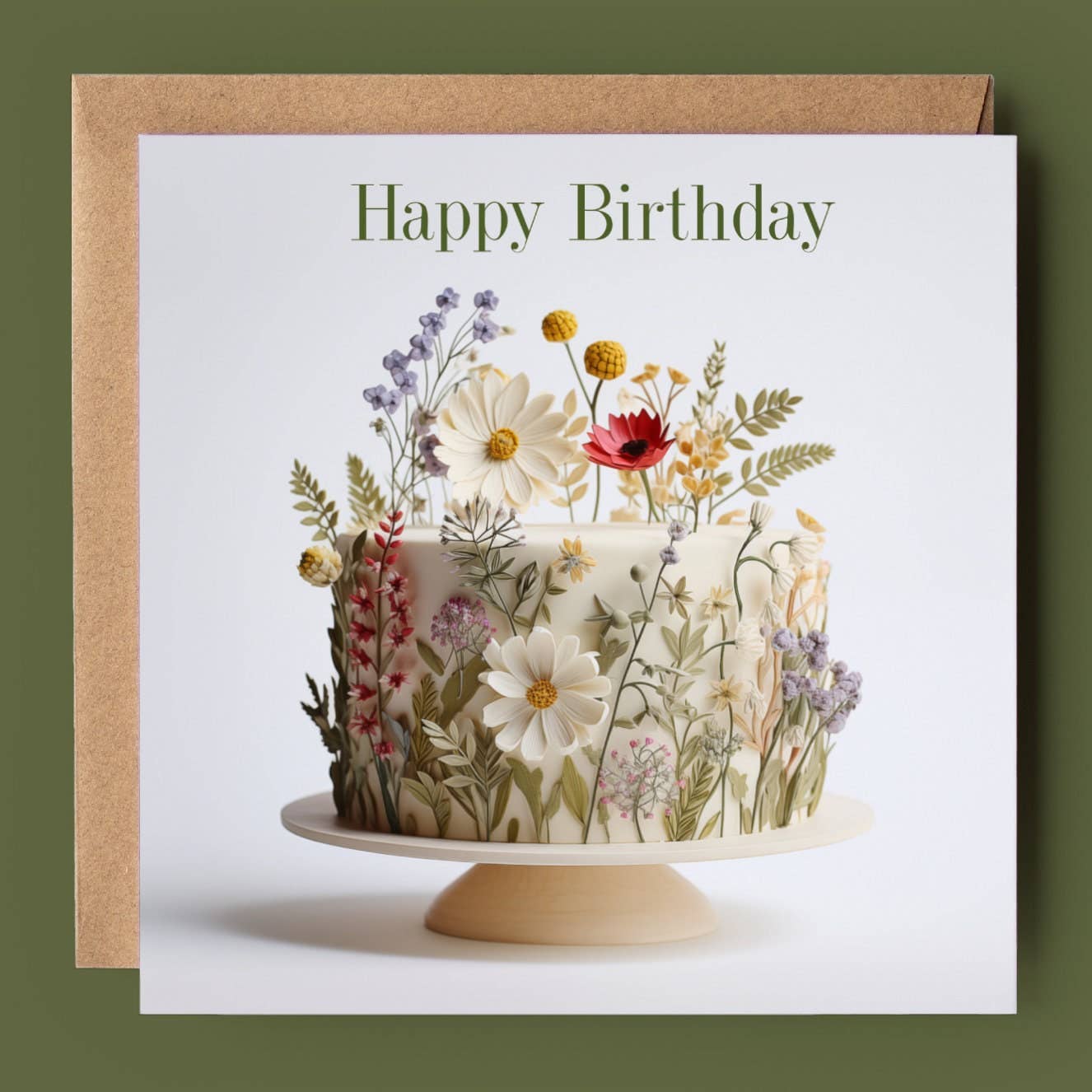 Good Post Day - Wholesale Birthday Card - Happy Birthday Garden Flower Cake 2D Printed Card1