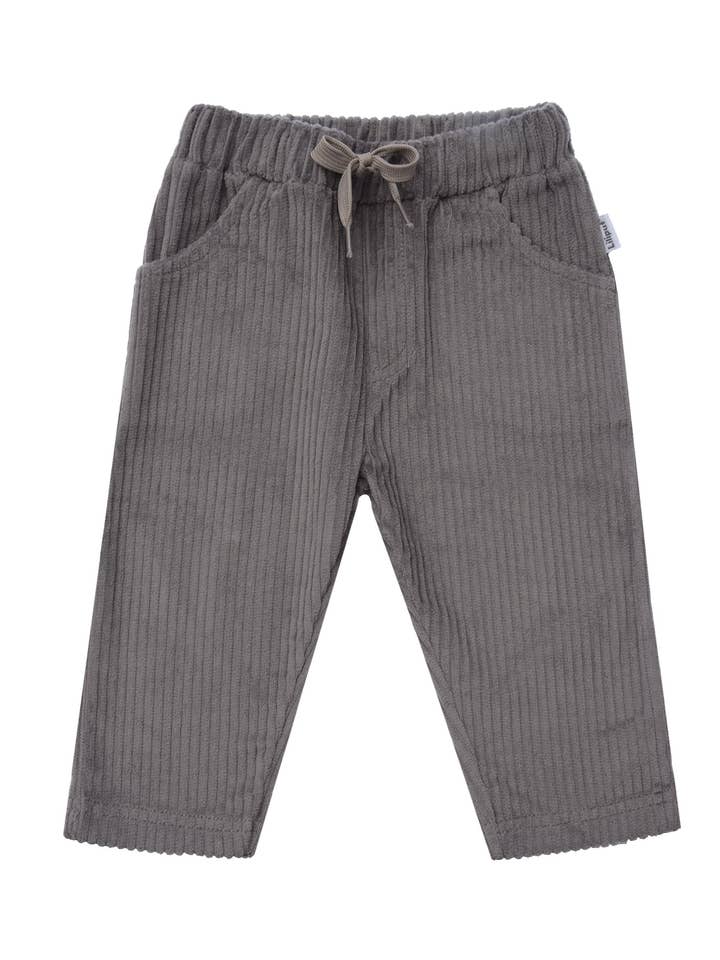 Pantalon en velours côtelé avec grandes poches en gris pour la vente par Liliput