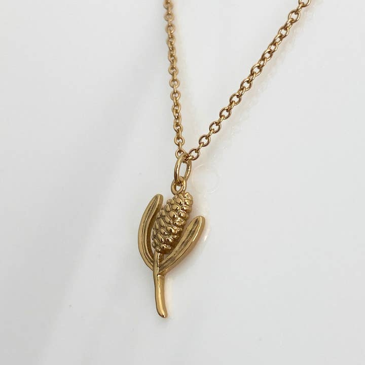 EL&RO Jewellery - Wholesale Pendant/charm necklace - FREESTONE BANKSIA NECKLACE | GOLD4