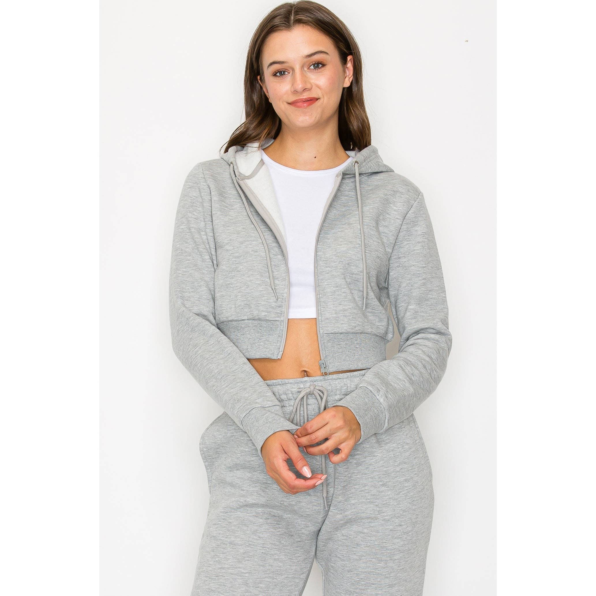 UP CLOTHING - Wholesale Hoodie - Women's - Cropped Fleece Zip Up Hoodie Jacket10