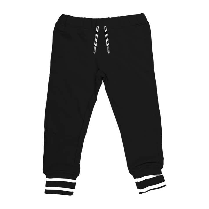 BEST Bamboo Drawstring Cuffed Joggers - Black for wholesale by Whistle & Flute Clothing