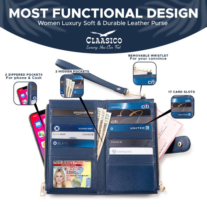 Claasico - Wholesale Phone Wallet - Women's - Women’s RFID wristlet wallet phone holder15