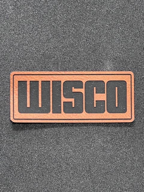 Wisco Vegan Leather Block Patch for wholesale by Flags Over Wisconsin