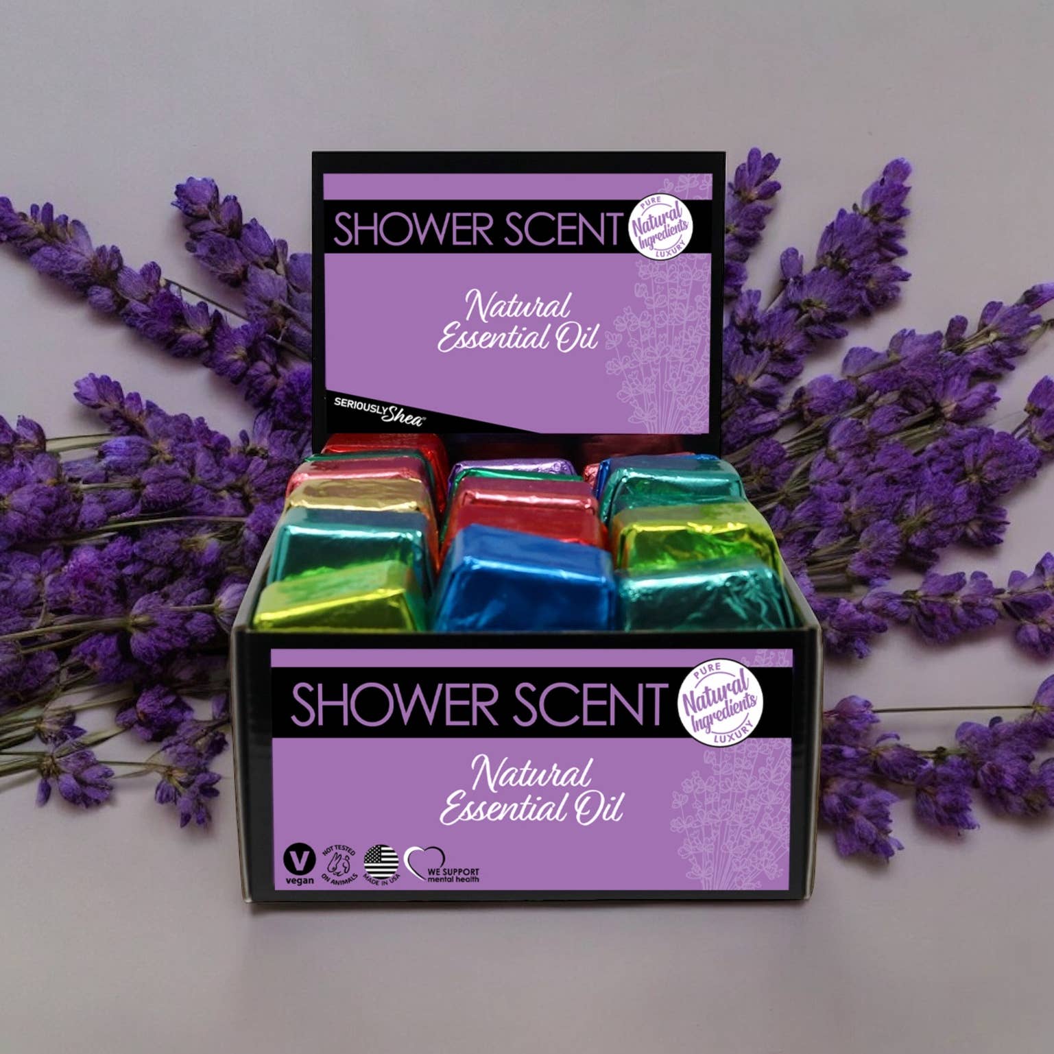 Seriously Shea - Vente Bombe de douche/galet bien-être pour la douche - Printemps 36 Vapeurs de Douche Parfumées avec Distributeur GRATUIT