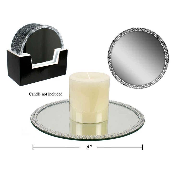Truu Design 8"D Glass Mirror Candle Plate for wholesale by Truu Design
