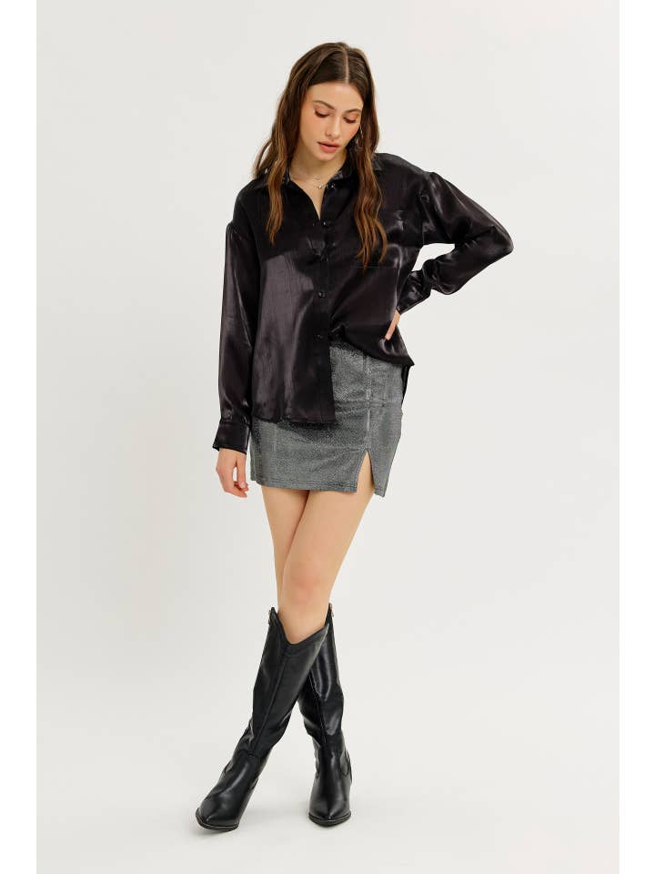 idem ditto - Wholesale Skirt - Women's - FESTIVE ESSENTIAL METALLIC MINI SKIRT WITH FRONT SLIT15