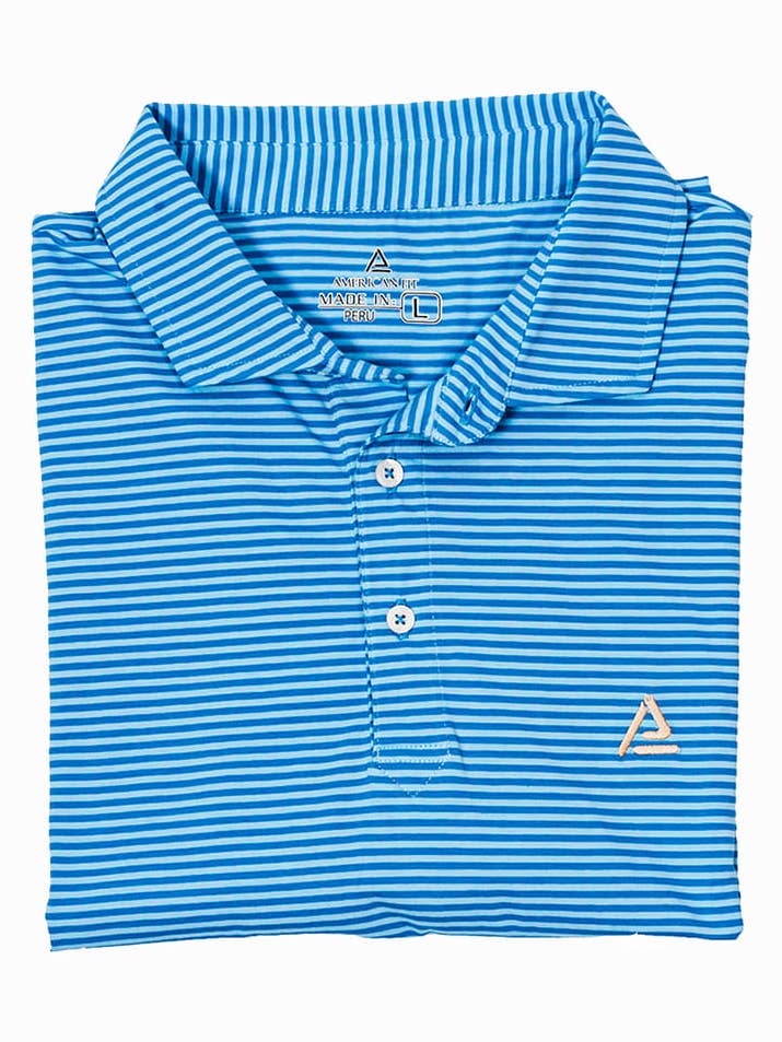 Striped Polo Light-Blue for wholesale by American Fit