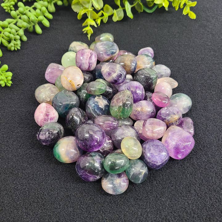 Rainbow Fluorite (1kg/2.2 lbs.) Tumbled Stones 20-25mm for wholesale by Meraki Gemstones