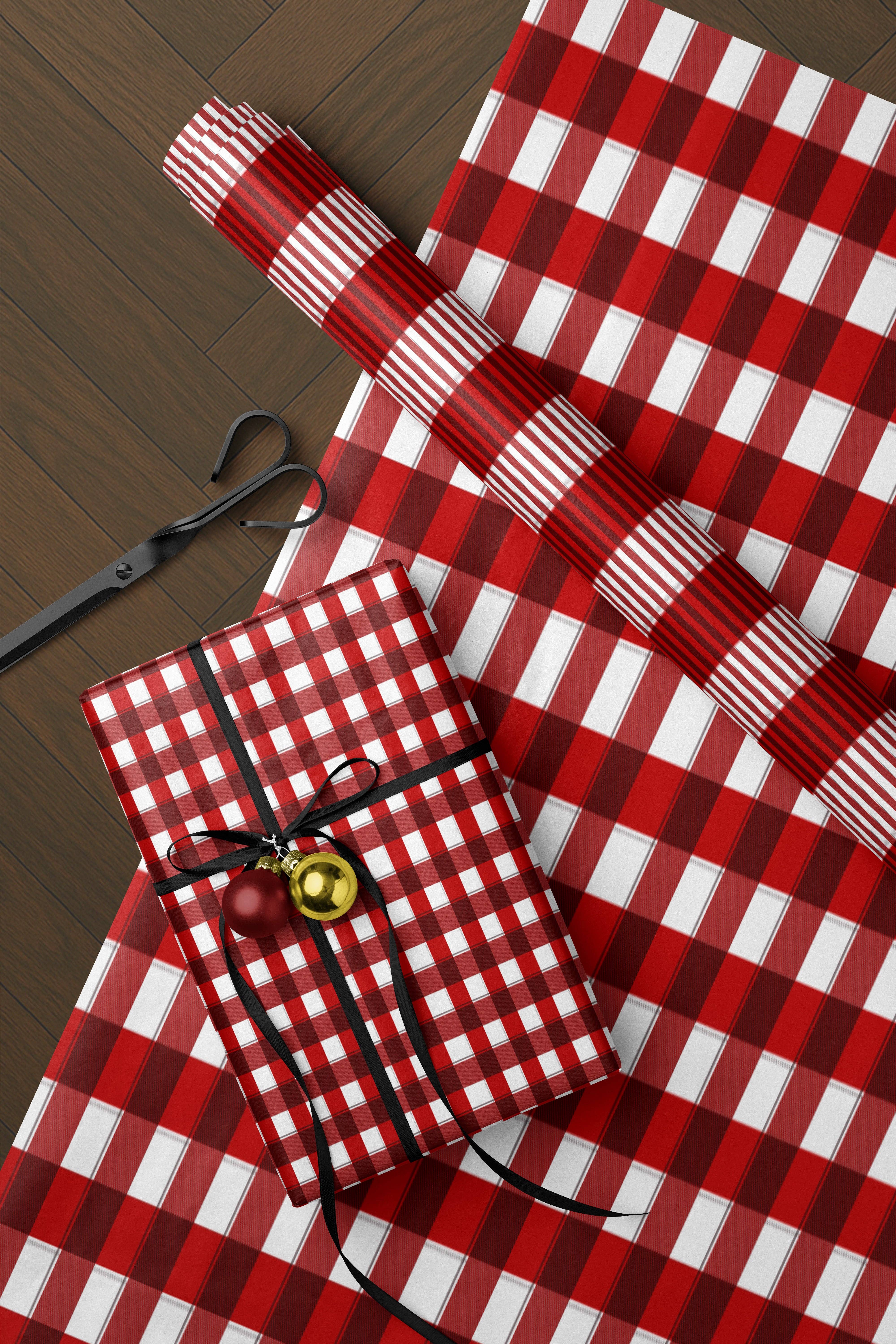 MagicMerchEmporium - Wholesale Wrapping Paper Roll - Classic Red Plaid Gift Wrap Roll1