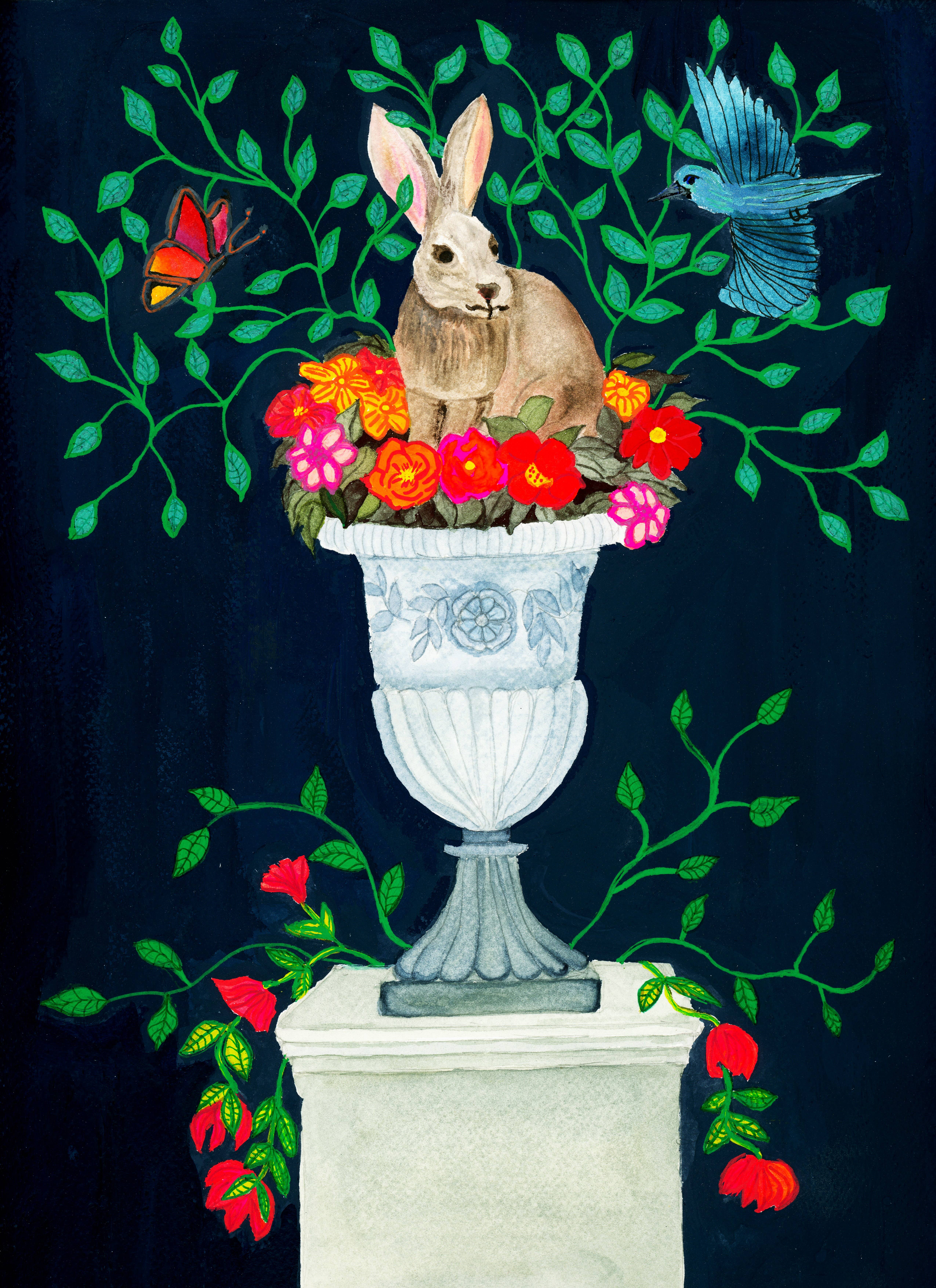 Jen Ray Studio - Wholesale Art Print - Rabbit Botanical Giclee Fine Art Print1