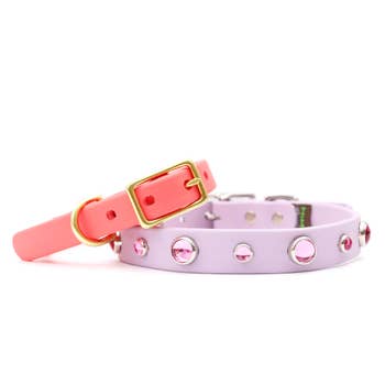 Waterproof Pink Rhinestone Dog Collar - Dolly