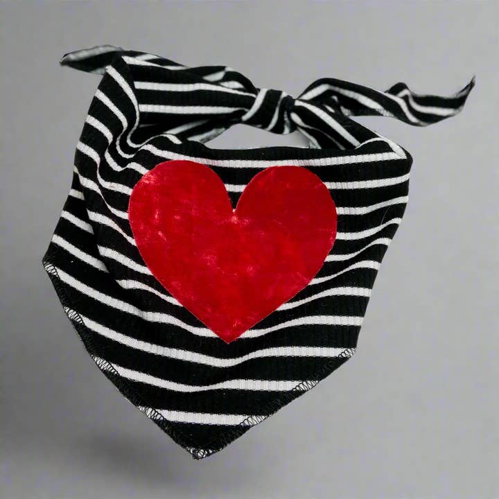 Up-cycled True Love red velvet dog valentine bandana for wholesale by doggish