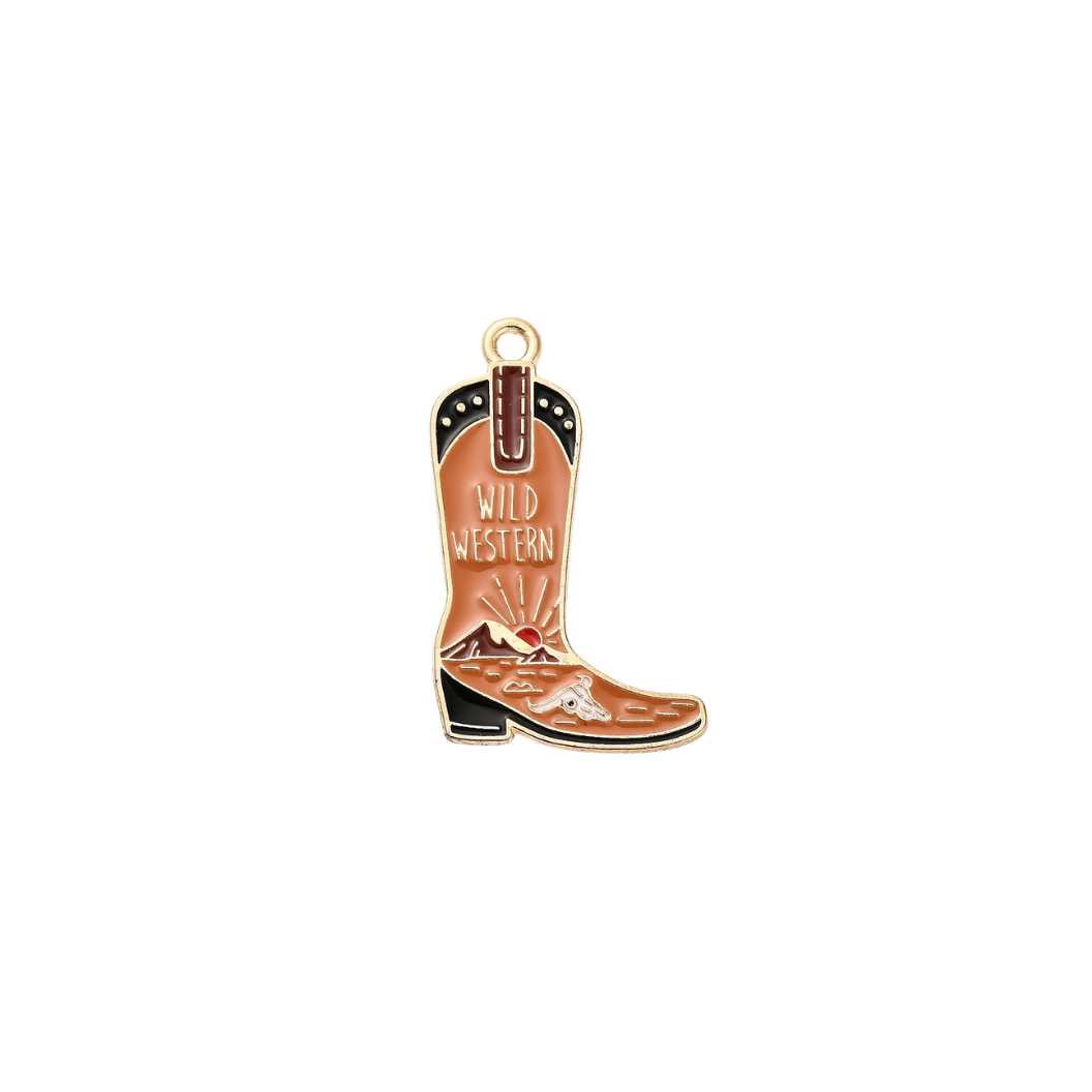 The Charm Bar Company – wholesale Individual charm/pendant – Gold Wild West Boot Charm1