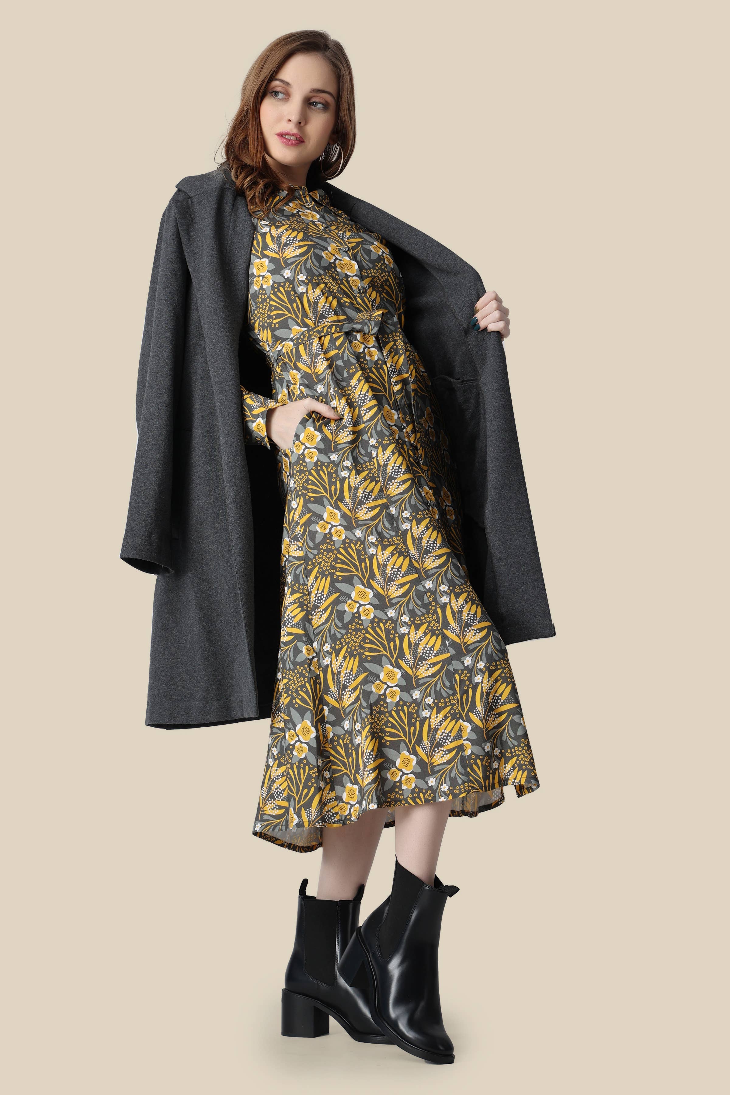 NRVNA MODE - Wholesale Dress - Women's - DANIQUE PRINTED SHIRT DRESS3