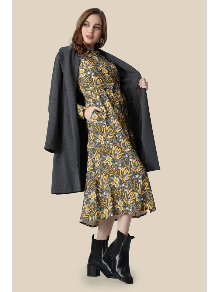 NRVNA MODE - Wholesale Dress - Women's - DANIQUE PRINTED SHIRT DRESS3