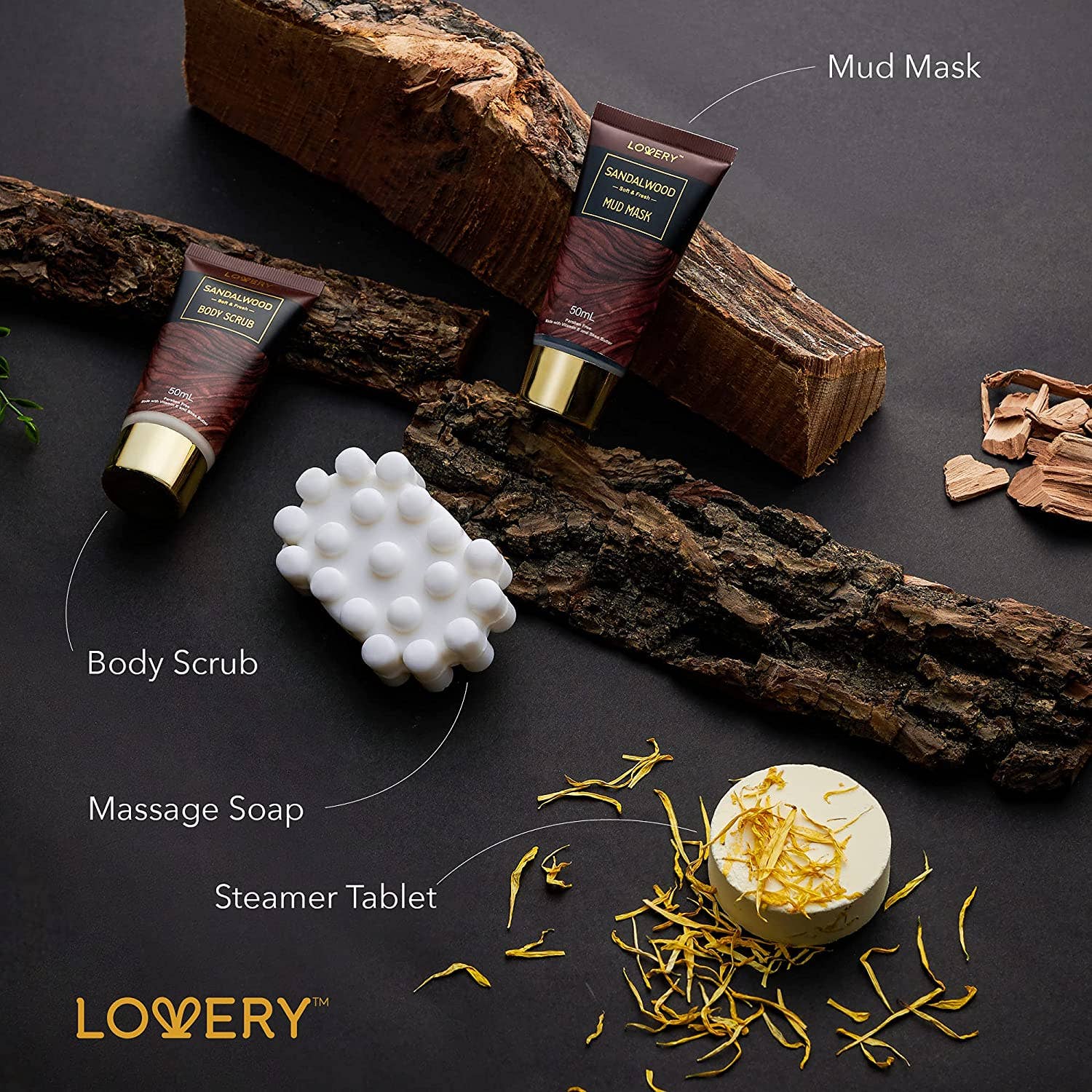 Lovery - Wholesale Bath & Body Set - Men's - Fathers Day 14Pc Sandalwood Bath Set, Beard Grooming Kit3