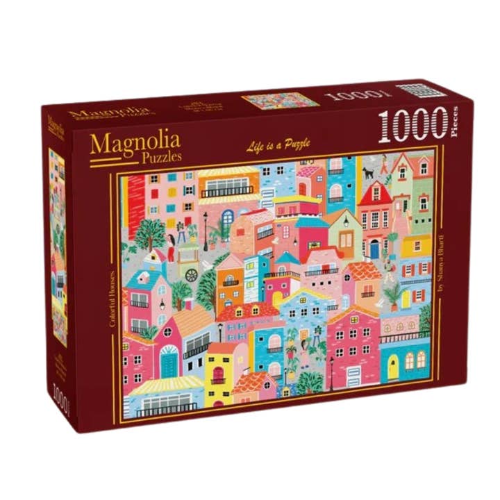 Magnolia 9101 Colorful Houses Shanya Bharti 1000pc Jigsaw Puzzle for wholesale by The Weekend Hub