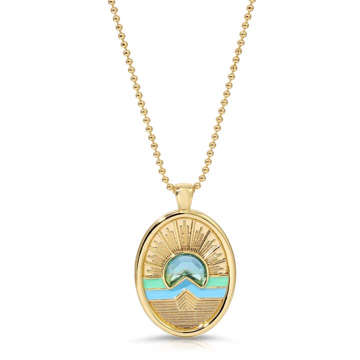 Tequila Sunrise Enamel Necklace - Sky for wholesale by Glamrocks Jewelry