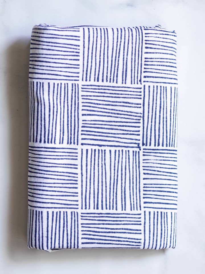 Table Throw - Striped, Navy for wholesale by Mended