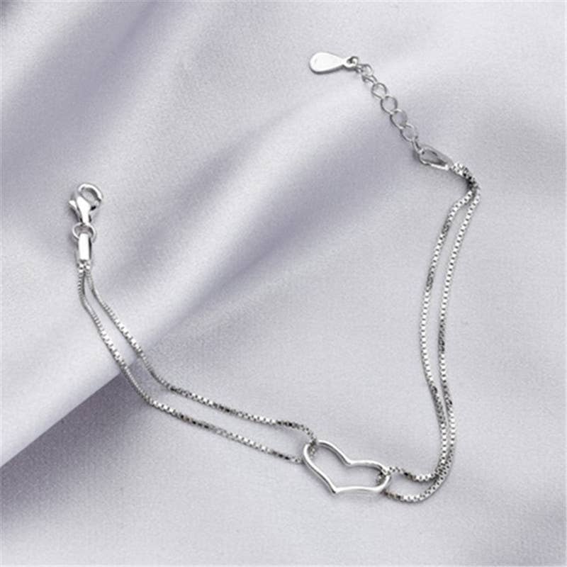 Gemscape UK - Vente Bracelets maillon et chaîne - Bracelet en argent en forme de cœur - Crochet ajustable, accessoire1