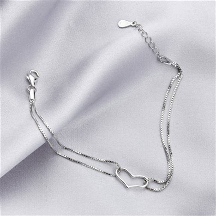 Gemscape UK - Vente Bracelets maillon et chaîne - Bracelet en argent en forme de cœur - Crochet ajustable, accessoire1