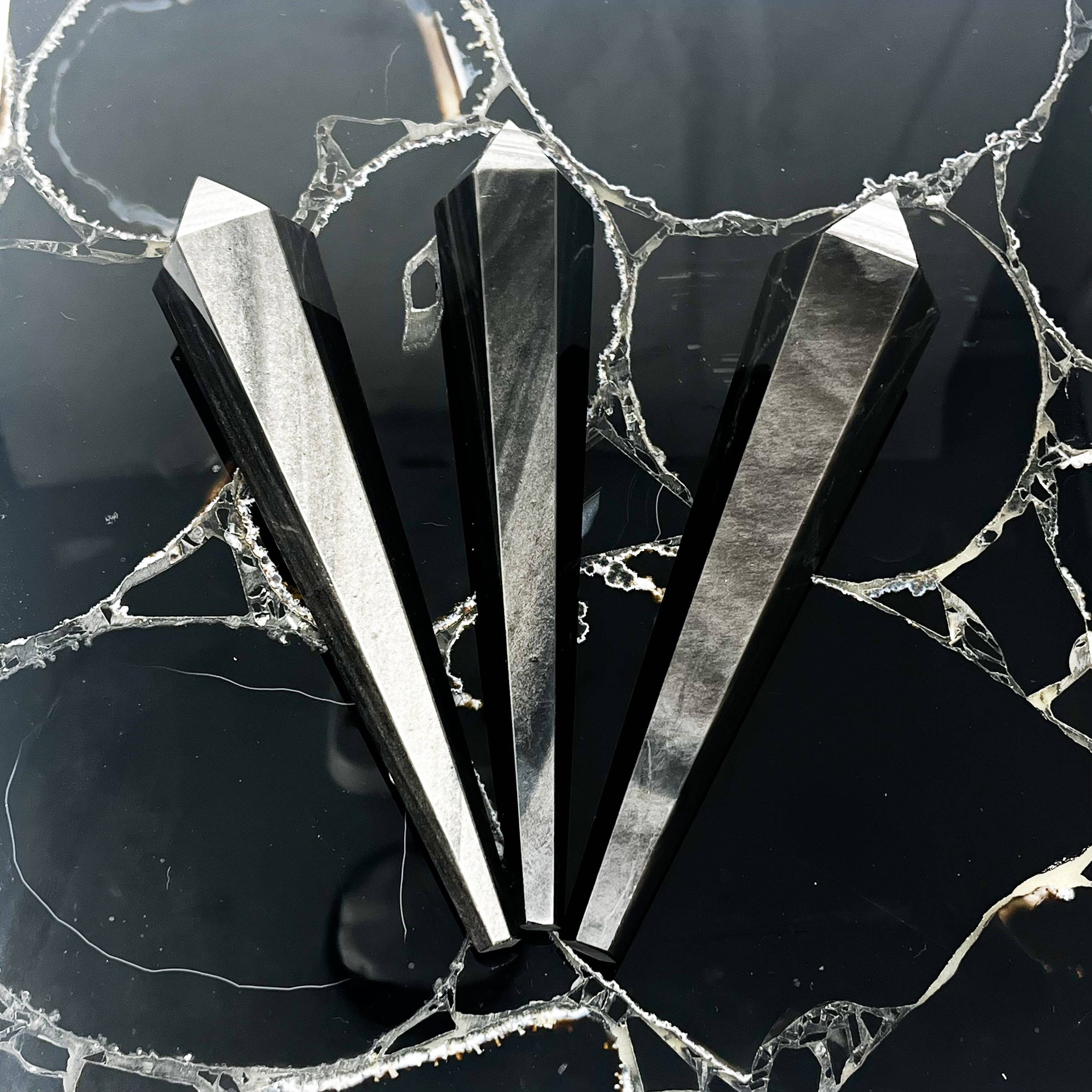 The Crystal Tabby - Wholesale Spiritual Stone/Crystal - Silver Sheen Obsidian Scepter1