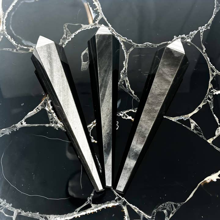 The Crystal Tabby - Wholesale Spiritual Stone/Crystal - Silver Sheen Obsidian Scepter1