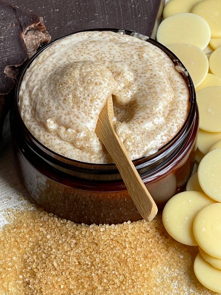 Cocoa Amber Sugar Scrub for wholesale by Divine Purity Aurapothecary, LLC