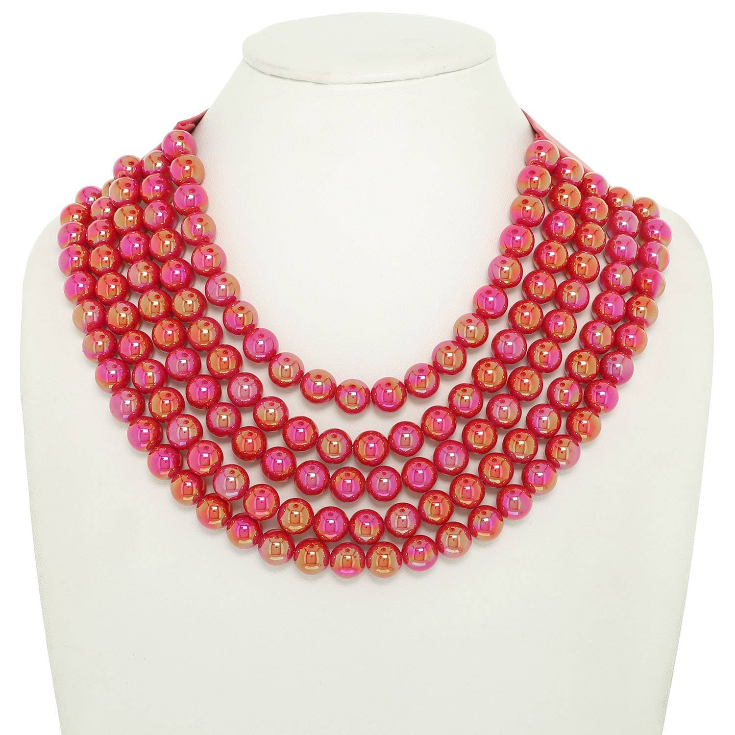 anbfashion - Wholesale Beaded/Pearl Necklace - BLING METALLIC COLOR BEADED NECKLACE FAUX LEATHER MAGNETIC4