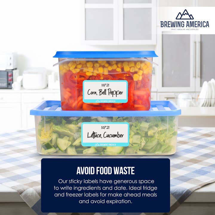 Brewing America - Wholesale Food/Beverage Label - Dissolvable Food Labels for Food Containers Glass, Plastic or Metal No Scrubbing, No Residue - 2 Inch Round TEAL