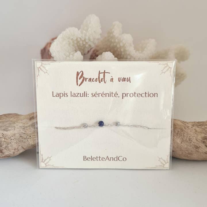 Lapis lazuli ønske armbånd - sølvtråde for engroshandel hos BeletteAndCo
