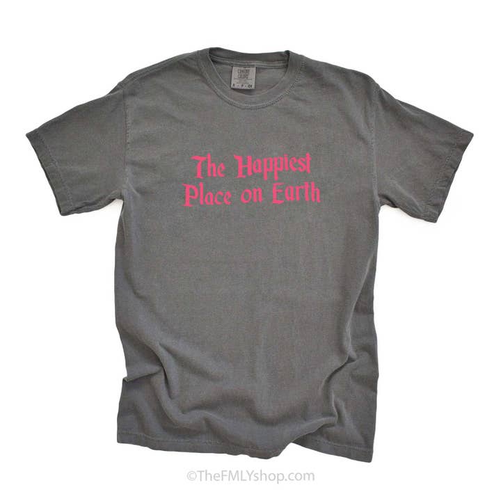 THE FMLY SHOP - Wholesale Screen Printed T-Shirt - Women's - Take me to my Happy Place, Pink Puffed Ink Tee6