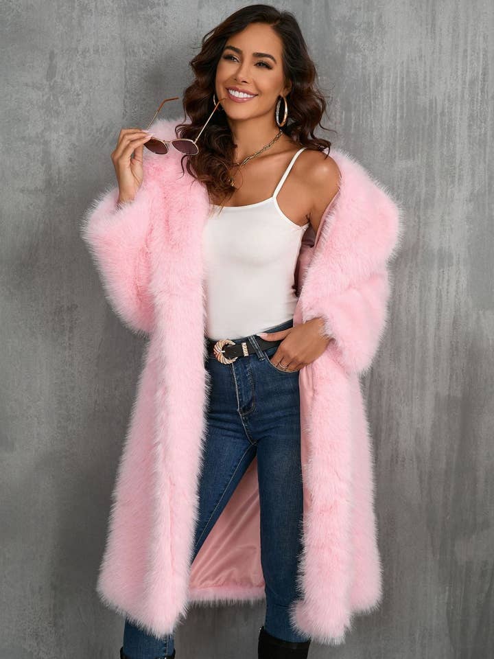Svelte Seduction - Wholesale Fur/faux fur coat – Women's - Autumn Winter Imitation Fox Thickened Long Section Collar Faux Fur Coat Mid Length Plush Fur Coat2