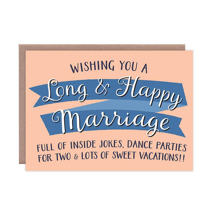 Lange en gelukkige huwelijkskaart voor wholesale door Whylime Design