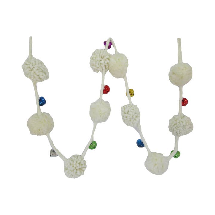 Grinalda de Pom Pom Branca de 6 Pés com bolas coloridas por atacado de December Diamonds
